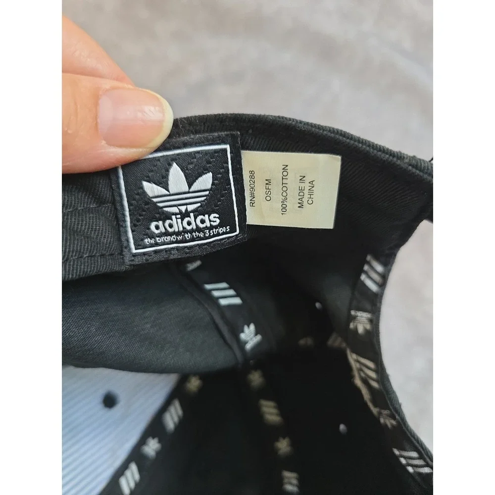 Adidas Baseball Cap Black Solid Trefoil Logo Adjustable Unisex Adults One Size